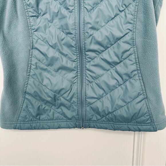 Columbia Blue Insulated Down Jacket Vest Size S Fleece Quilted Full Zip Pockets - Picture 4 of 12